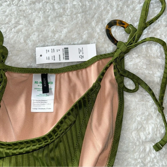 J. Crew Wide Rib Curved Waist Cheeky String Bikini Bottom Size Medium NWT - Picture 4 of 5